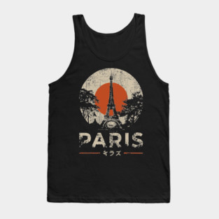 Paris Eiffel Tower Poster – Vintage Red Sun Travel Style Tank Top