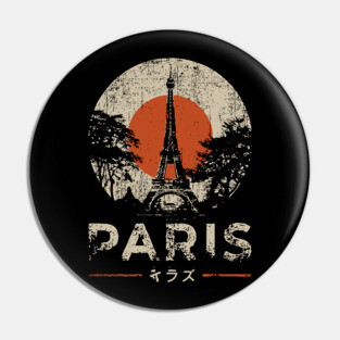 Paris Eiffel Tower Poster – Vintage Red Sun Travel Style Pin