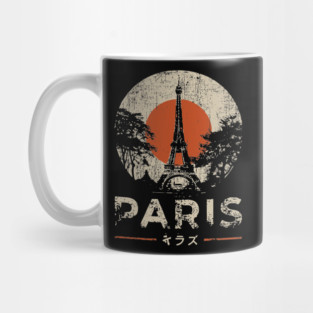 Paris Eiffel Tower Poster – Vintage Red Sun Travel Style Mug