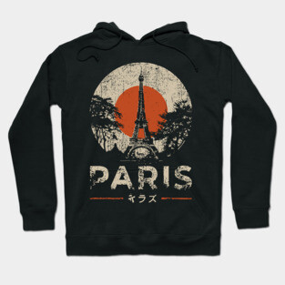 Paris Eiffel Tower Poster – Vintage Red Sun Travel Style Hoodie