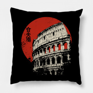 Rome Colosseum Poster – Travel Souvenir in Japanese-Inspired Style Pillow