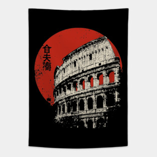 Rome Colosseum Poster – Travel Souvenir in Japanese-Inspired Style Tapestry
