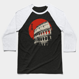 Rome Colosseum Poster – Travel Souvenir in Japanese-Inspired Style Baseball T-Shirt