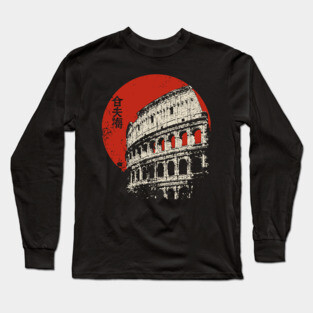Rome Colosseum Poster – Travel Souvenir in Japanese-Inspired Style Long Sleeve T-Shirt