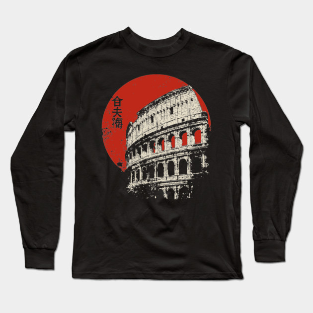 Rome Colosseum Poster – Travel Souvenir in Japanese-Inspired Style Long Sleeve T-Shirt by TuncGK