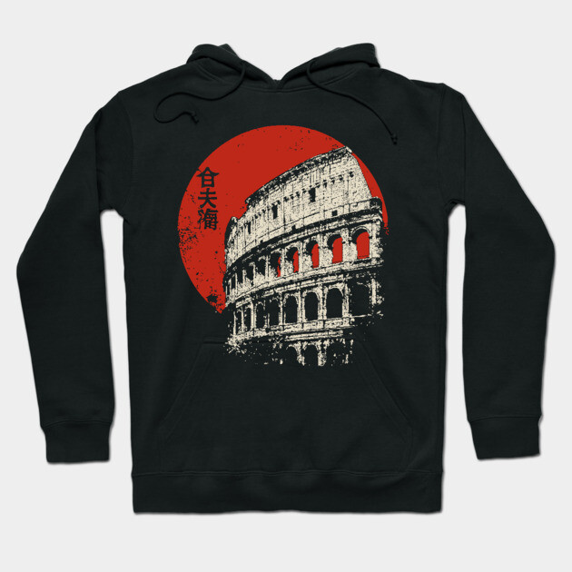 Rome Colosseum Poster – Travel Souvenir in Japanese-Inspired Style Hoodie by TuncGK