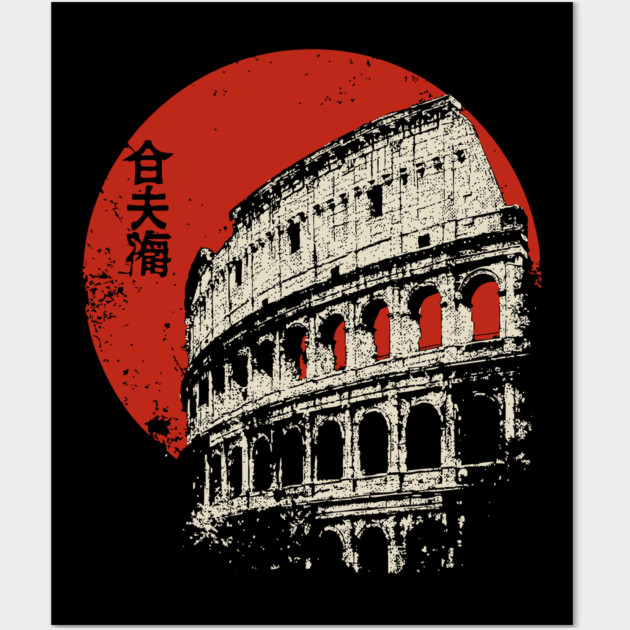 Rome Colosseum Poster – Travel Souvenir in Japanese-Inspired Style Wall Art by TuncGK
