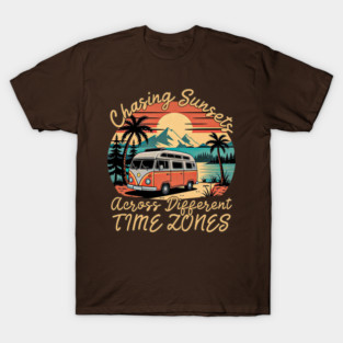 Chasing sunsets across different time zones T-Shirt