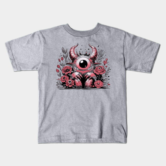 Spring Flower Monster Kids T-Shirt by H. R. Sinclair
