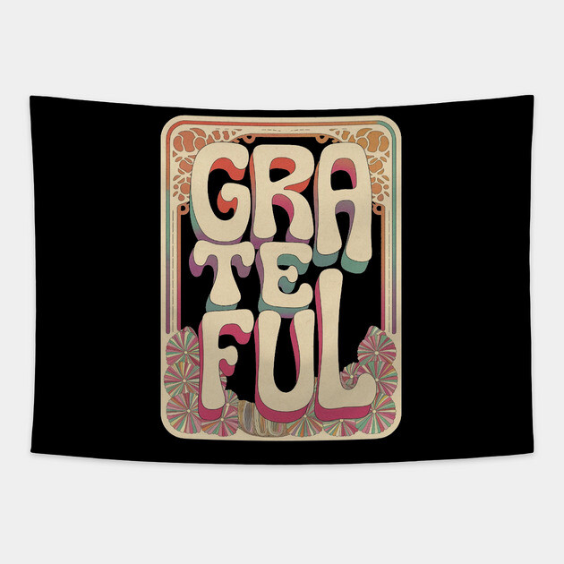 Grateful – Faith-Filled Vintage Typograph Tapestry by Rox