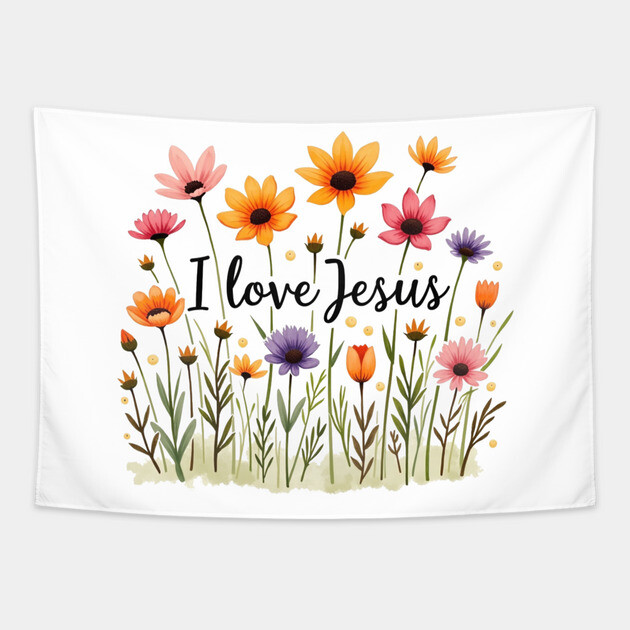 Mom loves Jesus - I love Jesus Tapestry by Rox