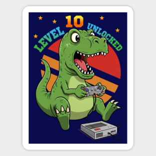 Level 10 Unlocked, Birthday T-Rex Magnet