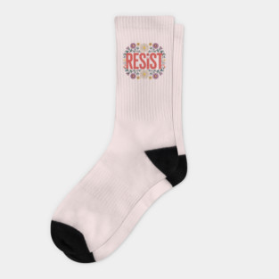 Resist – Floral Political Protest Typography Design Socks