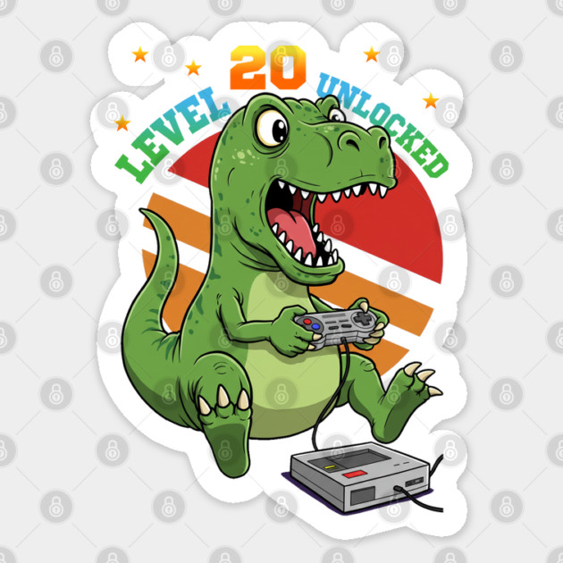 Level 20 Unlocked, Birthday T-Rex Sticker by Megadorim