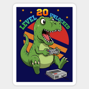 Level 20 Unlocked, Birthday T-Rex Magnet