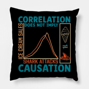 Correlation does not imply causation shark attacks ice cream Pillow