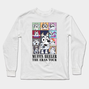 Bluey Muffin Heeler The Eras Tour Vintage Cartoon Long Sleeve T-Shirt