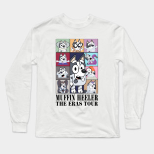 Bluey Muffin Heeler The Eras Tour Vintage Cartoon Long Sleeve T-Shirt