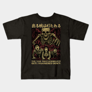 The Nail That Sticks Out – Gashadokuro Horror Art Kids T-Shirt