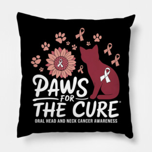 White Paws For The Cure Oral Head and Neck Cancer Pillow