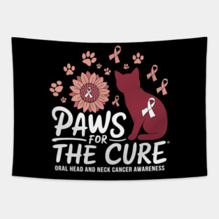 White Paws For The Cure Oral Head and Neck Cancer Tapestry
