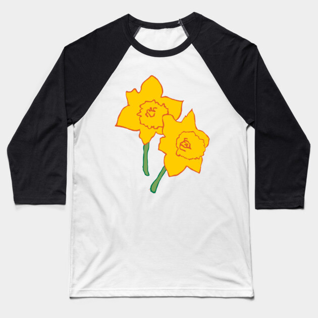 Bold Yellow Daffodils Floral Design – Bright Spring Art Baseball T-Shirt by DonWillisJrArt