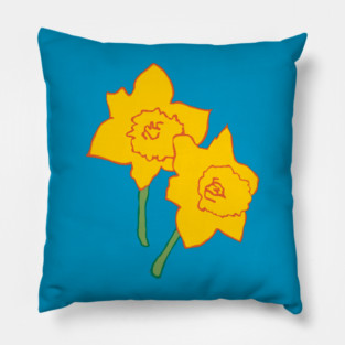Bold Yellow Daffodils Floral Design – Bright Spring Art Pillow