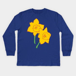Bold Yellow Daffodils Floral Design – Bright Spring Art Kids Long Sleeve T-Shirt
