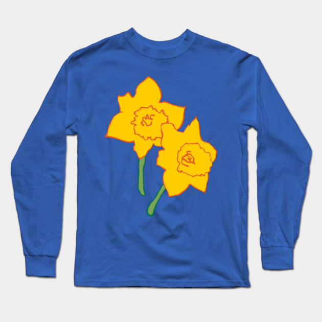 Bold Yellow Daffodils Floral Design – Bright Spring Art Long Sleeve T-Shirt by DonWillisJrArt