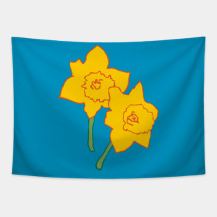 Bold Yellow Daffodils Floral Design – Bright Spring Art Tapestry