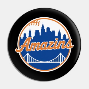 Amazins NYC Baseball Skyline Logo Pin