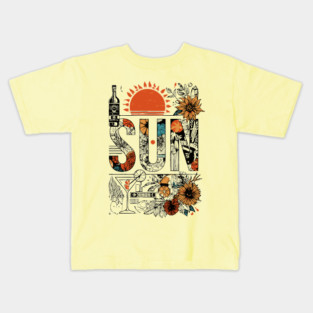 Retro Summer Design - "Sun" Typography Art Kids T-Shirt