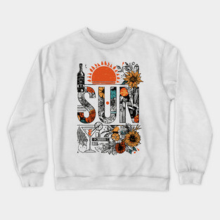 Retro Summer Design - "Sun" Typography Art Crewneck Sweatshirt
