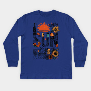 Retro Summer Design - "Sun" Typography Art Kids Long Sleeve T-Shirt
