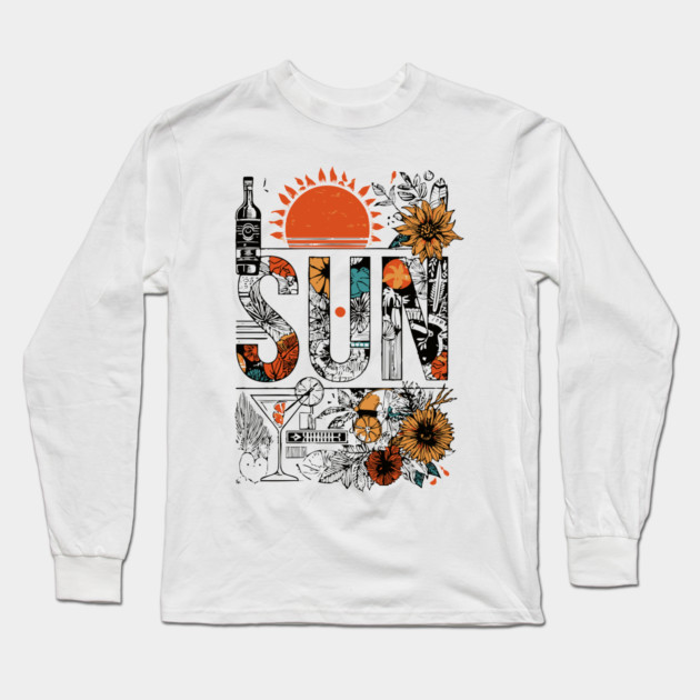 Retro Summer Design - "Sun" Typography Art Long Sleeve T-Shirt by TuncGK