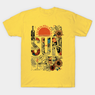 Retro Summer Design - "Sun" Typography Art T-Shirt
