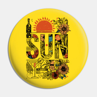 Retro Summer Design - "Sun" Typography Art Pin