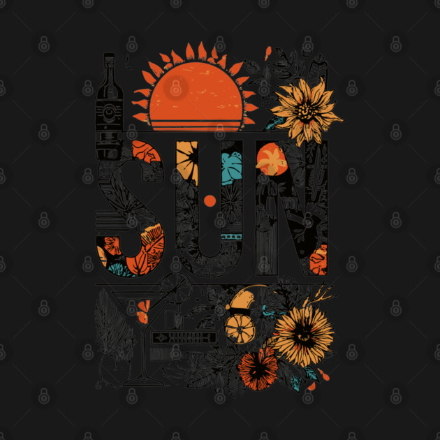Retro Summer Design - "Sun" Typography Art by TuncGK