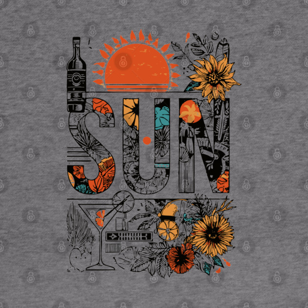 Retro Summer Design - "Sun" Typography Art by TuncGK