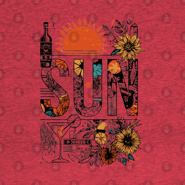 Retro Summer Design - "Sun" Typography Art by TuncGK