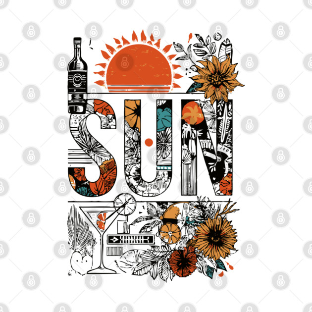 Retro Summer Design - "Sun" Typography Art by TuncGK