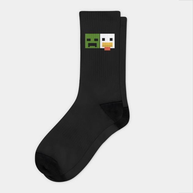 Zombie & Chicken Pixel Art Chicken-Jockey Socks by Megadorim