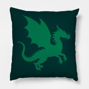 Minimalist Fantasy Green Dragon Silhouette Pillow
