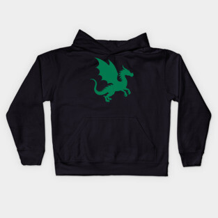 Minimalist Fantasy Green Dragon Silhouette Kids Hoodie