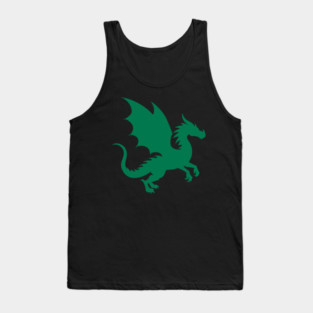 Minimalist Fantasy Green Dragon Silhouette Tank Top