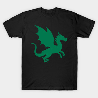 Minimalist Fantasy Green Dragon Silhouette T-Shirt