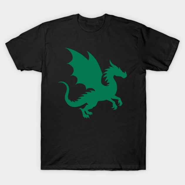 Minimalist Fantasy Green Dragon Silhouette T-Shirt by DonWillisJrArt