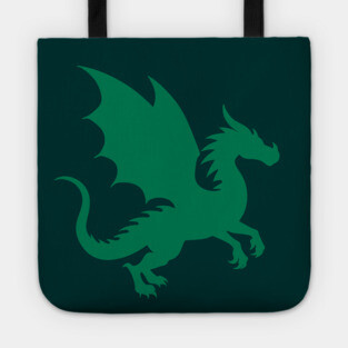 Minimalist Fantasy Green Dragon Silhouette Tote