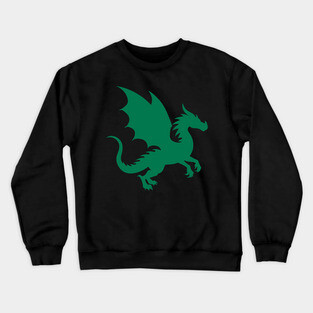 Minimalist Fantasy Green Dragon Silhouette Crewneck Sweatshirt