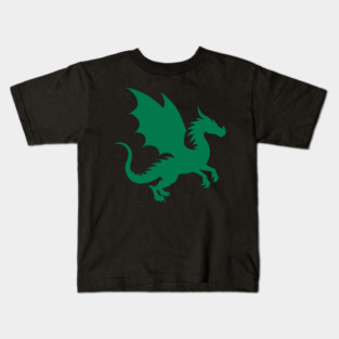 Minimalist Fantasy Green Dragon Silhouette Kids T-Shirt